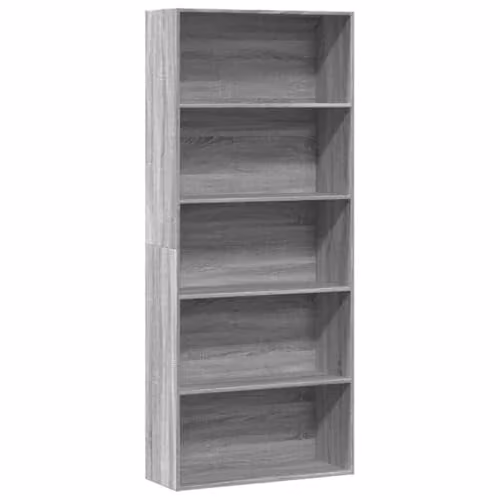 vidaXL Book Cabinet in Grey Sonoma, W/D/H: 80 x 30 x 189 cm, Engineered Wood
