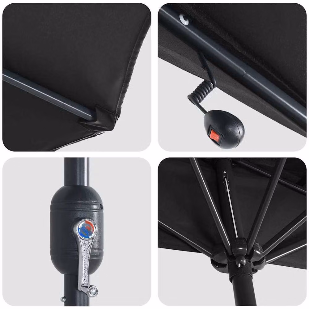 Berkfield Home Modern Garden Parasol in Black, 280 cm Diameter – 4