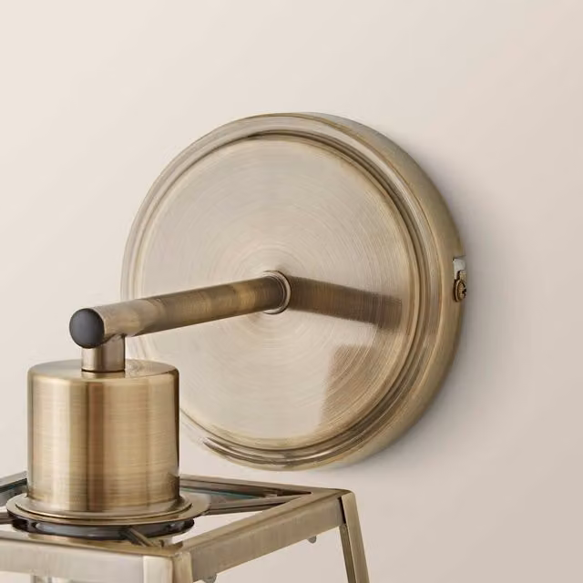 ValueLights Susie Glass Lantern Single Arm Wall Light in Brass with Transparent Glass