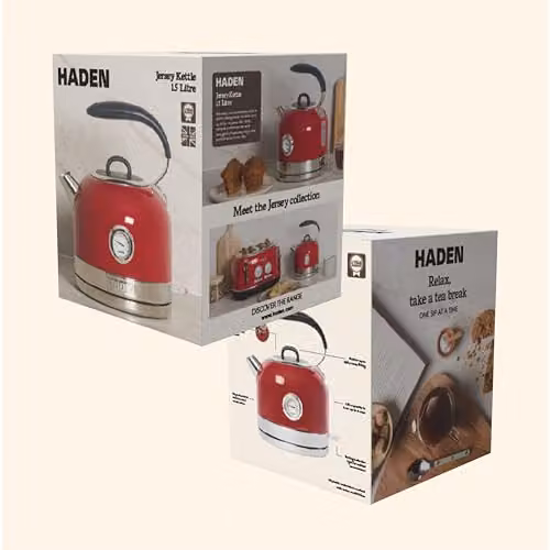 Haden Jersey Stainless Steel Electric Kettle in Red, 1.5L, with PID Control and Auto Shut-off – 7