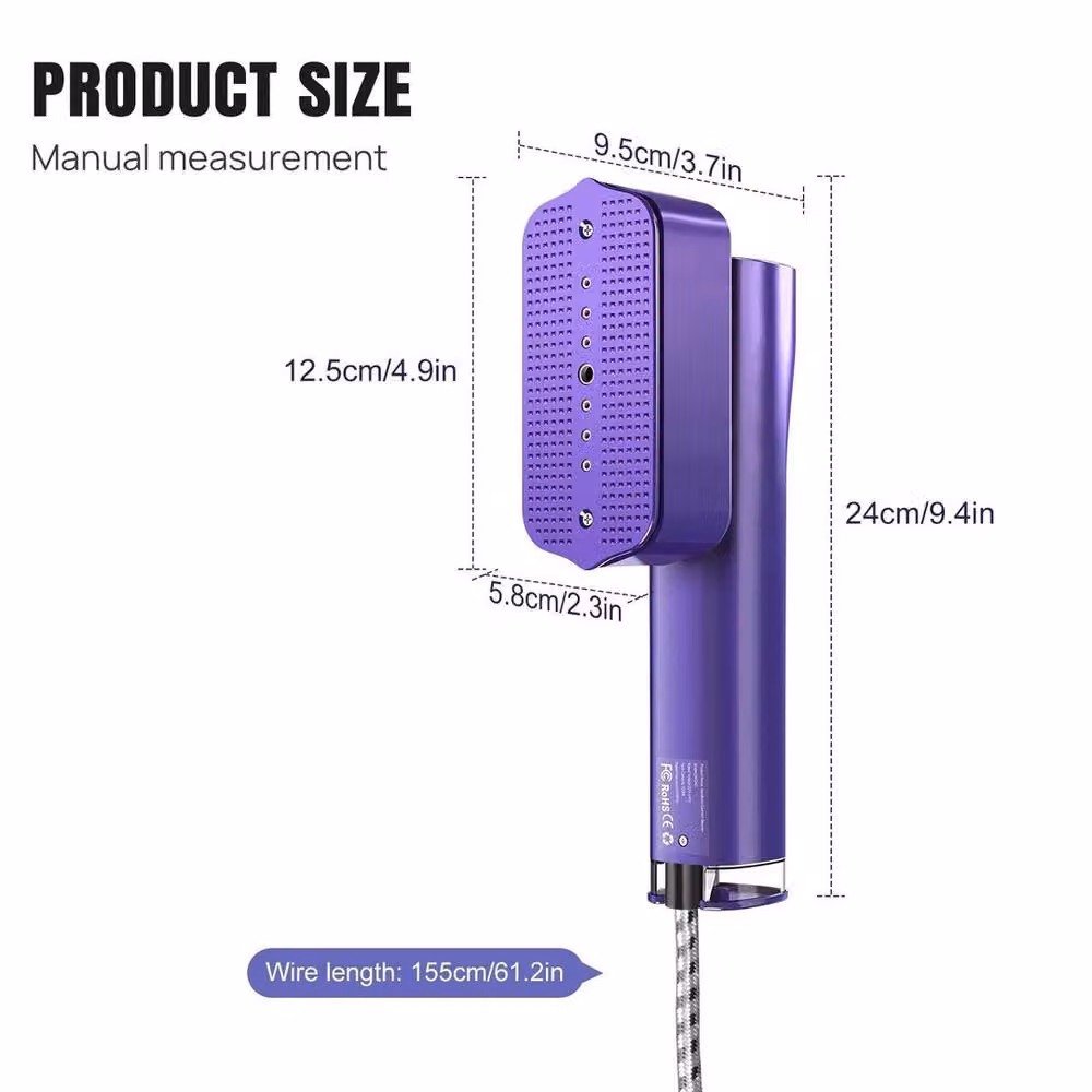NESTLUNE Handheld Foldable Travel Garment Steamer in Purple, W/D/H: 100 x 15 x 15 cm – 2