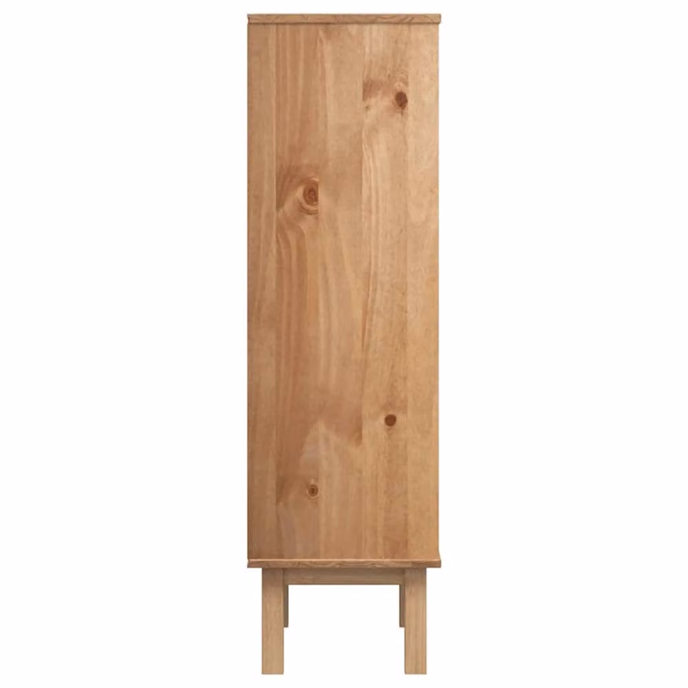 Berkfield Home OTTA Shoe Cabinet with 3 Drawers and Tilting Compartments in Brown and White Solid Pine Wood, W: 120 cm, D: 55 cm – 2