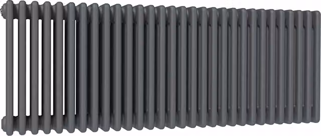 Lux Heat Anthracite Grey Horizontal 4-Column Traditional Steel Radiator, W: 137.0 cm, H: 50.0 cm, D: 16.0 cm