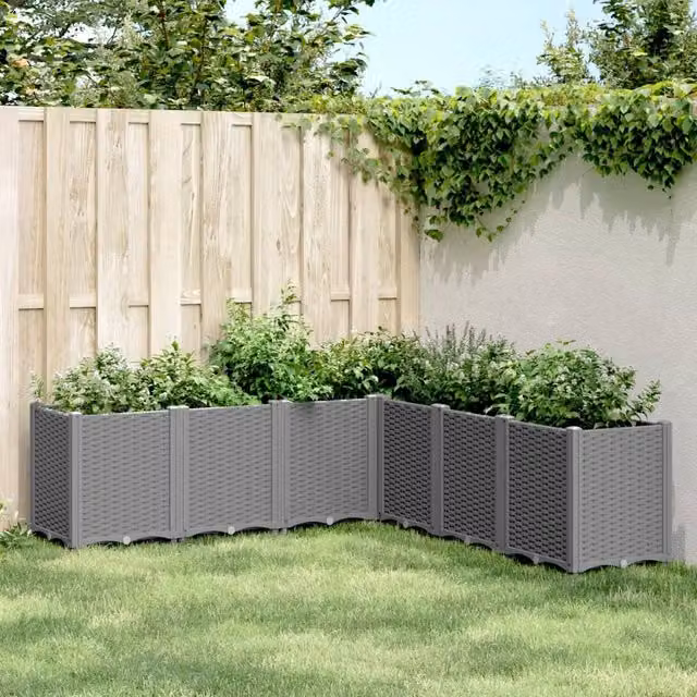 Berkfield Home Garden Planter Tub in Grey, W: 160 cm, D: 160 cm, H: 53 cm