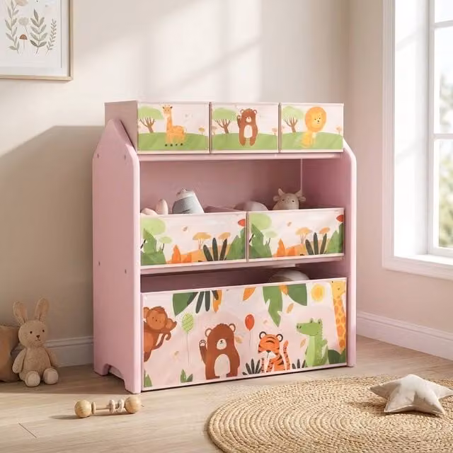 STILVORA Toy Storage Unit with 6 Removable Boxes in Pink – 1
