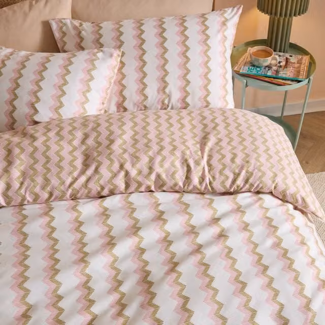 Make It A Home Izzie Reversible Striped Soft Touch Duvet Cover Set, Green/Multicolour, 140 x 200 cm