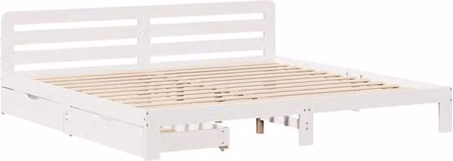 Berkfield Home Decorative Super King Bed Frame with Drawers, White Solid Pine Wood, W/D/H: 180 x 200 x 65.5 cm