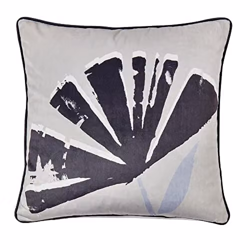 Fusion Alma Soft Touch Velvet Floral Filled Cushion in Black and Natural, W/D/H: 43 x 43 x 43 cm – 2