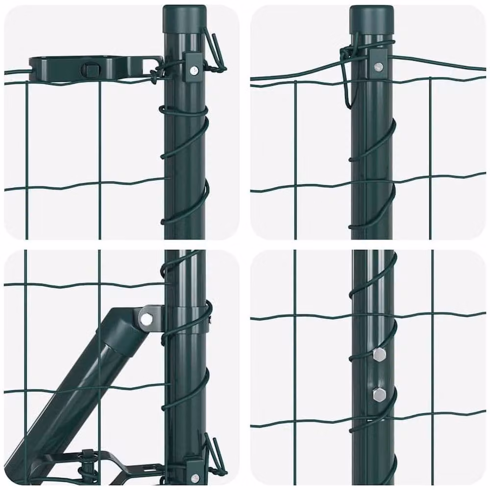 Berkfield Home Euro Fence in Green Galvanised Steel with 13 Spike Posts, W: 25 m, H: 1.2 m – 5