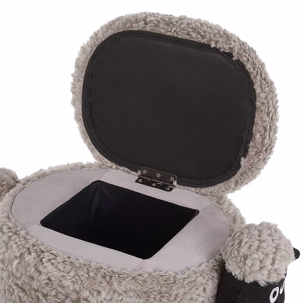 Wyld and Coco Pasture Pals Grey Faux Fur Animal Stool with Hidden Storage for Children – 4