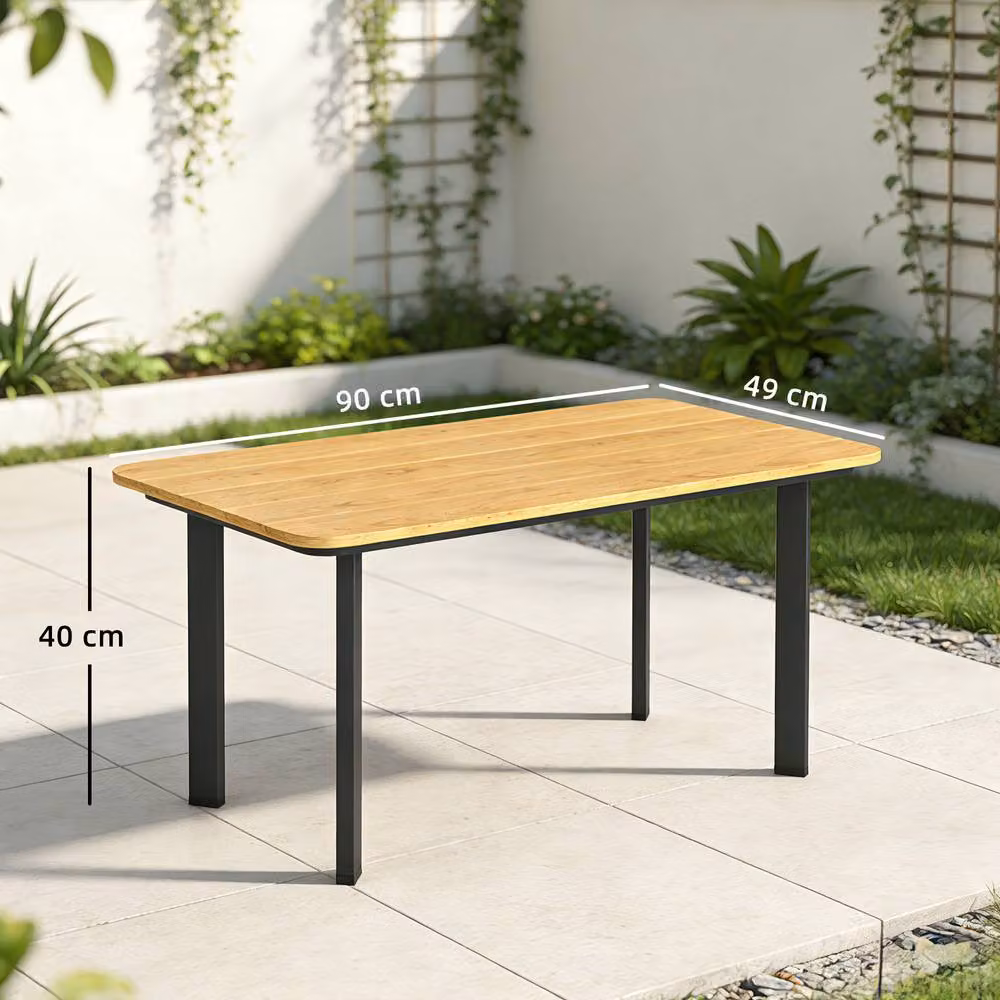 OUTSUNNY Modern Outdoor Coffee Table with Brown Composite Slatted Top – 3