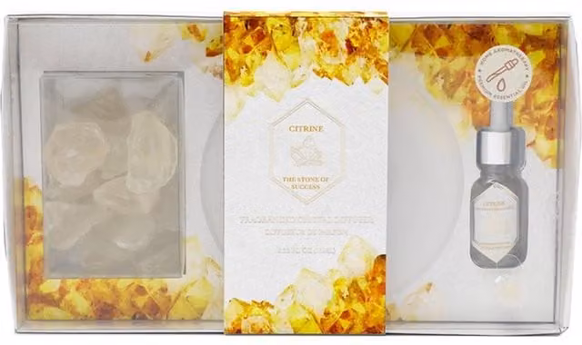 KDMK Citrine Crystal Tabletop Aroma Diffuser Tray, Yellow