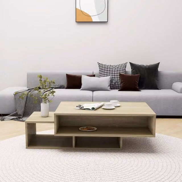Berkfield Home Sonoma Oak Decorative Coffee Table in Beige, W/D/H: 105 x 55 x 32 cm – 1