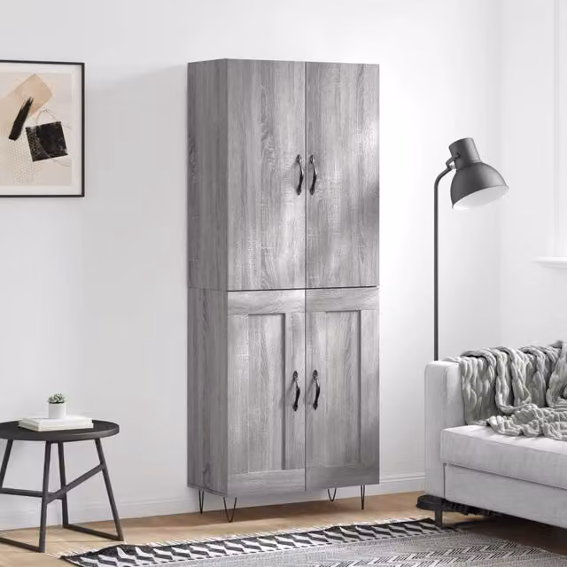 Berkfield Home Grey Modern Highboard with Hinged Doors and Internal Shelves, W/D/H: 69.5 x 34 x 180 cm – 1