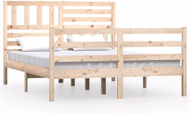 Berkfield Home Solid Wood Pine Bed Frame in Beige, W: 140 cm, L: 200 cm