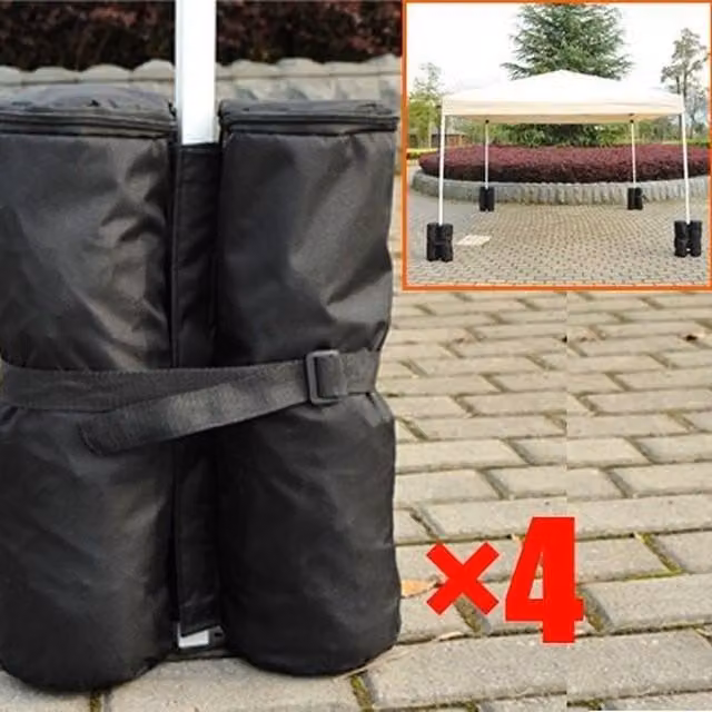 Outsunny Heavy Duty Gazebo Weight Sand Bags in Black, 4 x 15 kg Polyester Leg Weights for Marquee Tents, Canopies and Parasols – 1