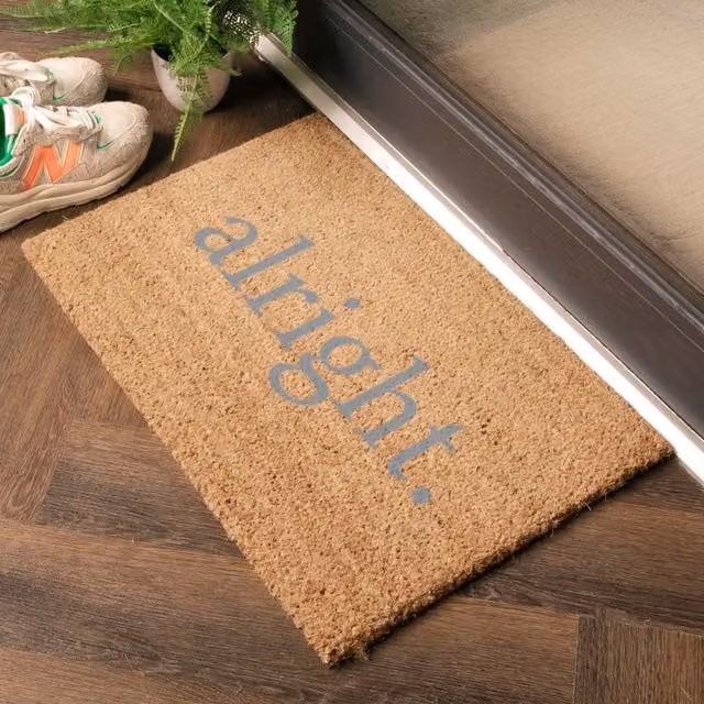 Artsy Mats Grey Simplistic Alright Doormat, W/D: 60 x 40 cm