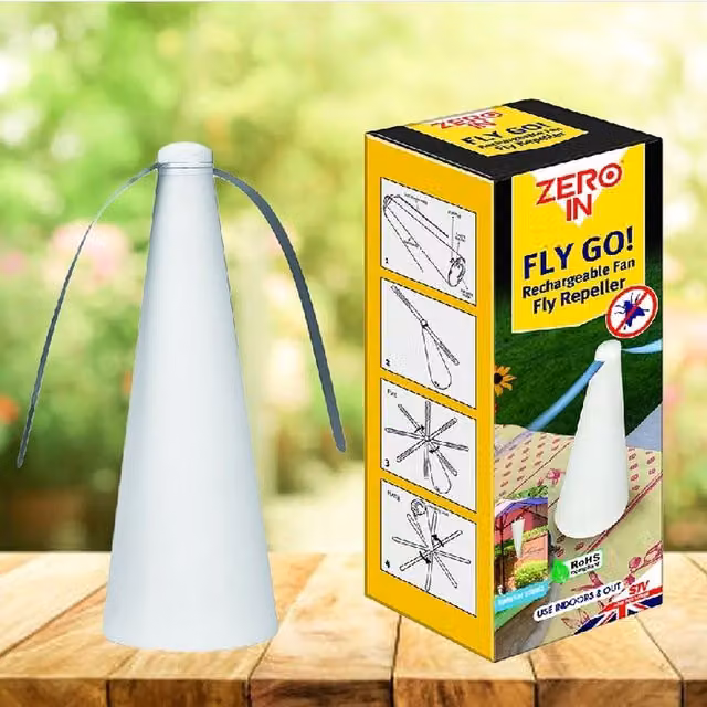 Zero In Rechargeable Fly Repellent Fan, White