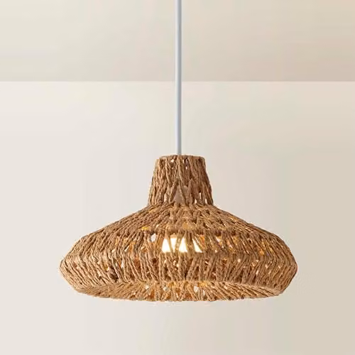 MiniSun Natural Woven Rattan Ceiling Light Shade in Brown, Width: 35 cm