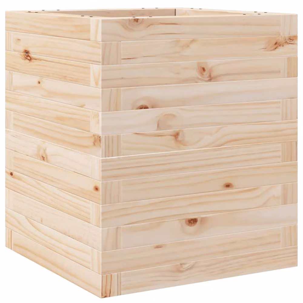 Berkfield Home Garden Planter Tub in Brown Wood, W/D/H: 40 x 40 x 46 cm