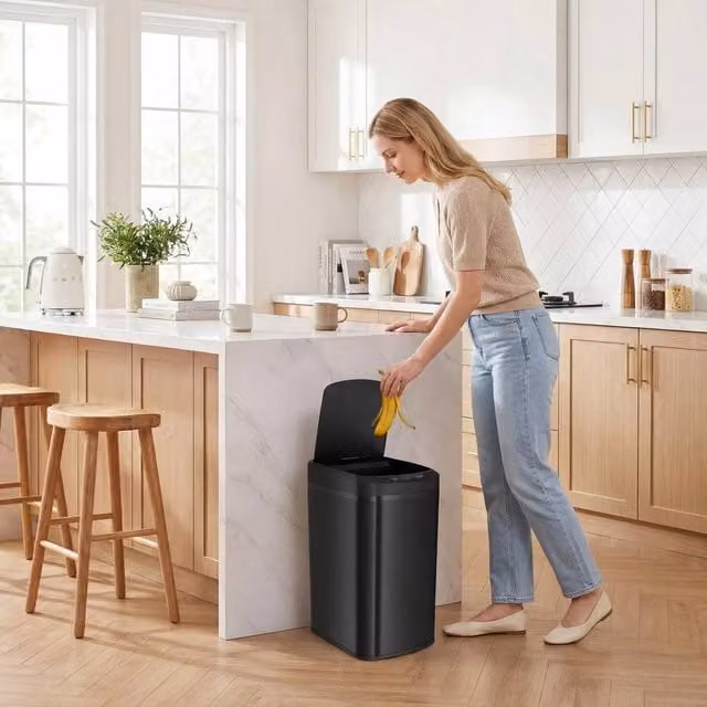 EONLION Automatic Touchless Motion Sensor Kitchen Bin, Black