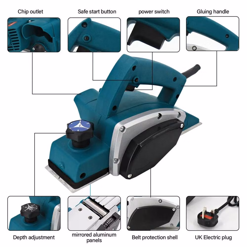 SPETLEK 1200W Electric Corded Wood Planer in Turquoise – 3