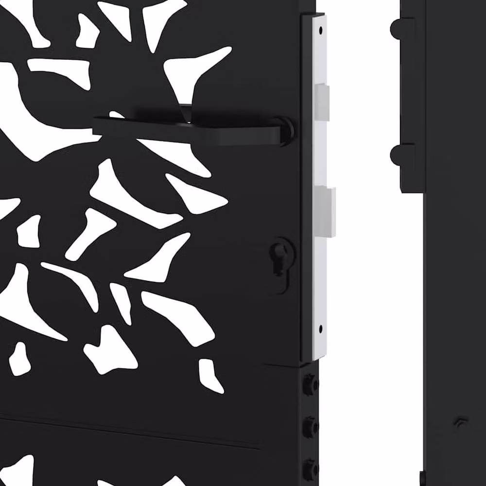 Berkfield Home Beautiful Garden Gate in Black Steel with Leaf Design, W: 105 cm, H: 130 cm – 6