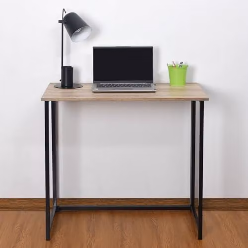 House of Home Industrial Style Folding Computer Desk in Black and Brown, W/D/H: 80 x 45 x 74 cm – 4