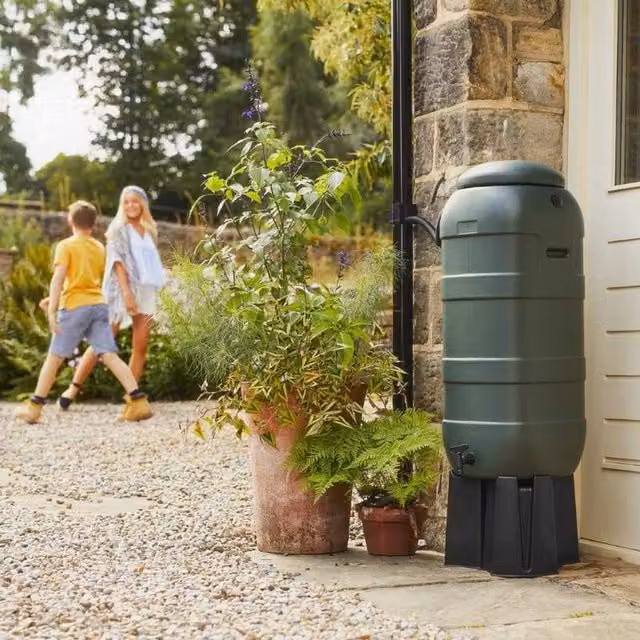 Rainsaver Mini 100 Litre Freestanding Water Butt Kit in Dark Green