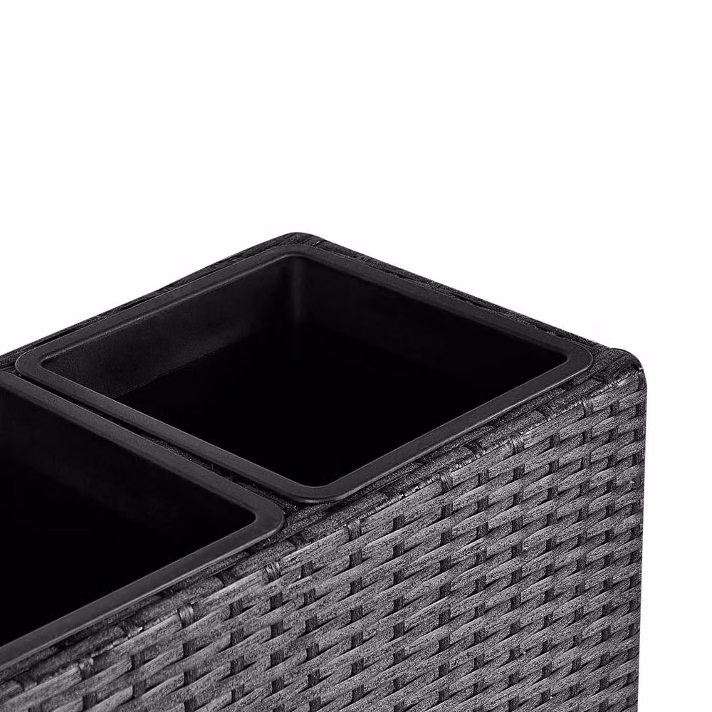 Wyld and Coco Black PE Rattan Raised Planter Box with 3 Removable Inserts – 5