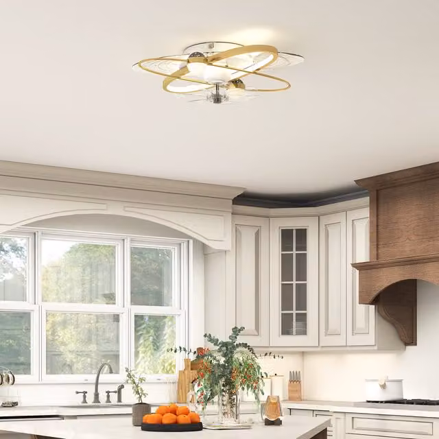 HOMCOM LED Ceiling Fan with Light, Remote and App Control, Gold