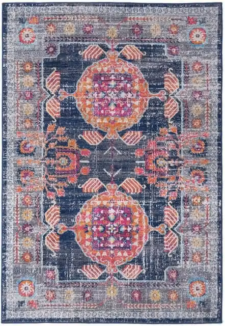THE RUGS Marrakech Multicolour Distressed Oriental Area Rug, W: 80 cm, L: 150 cm – 1