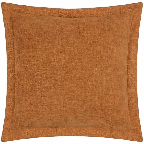 Riva Home Square Chenille and Velvet Cushion in Brown and Orange, W/D/H: 50 x 50 x 50 cm