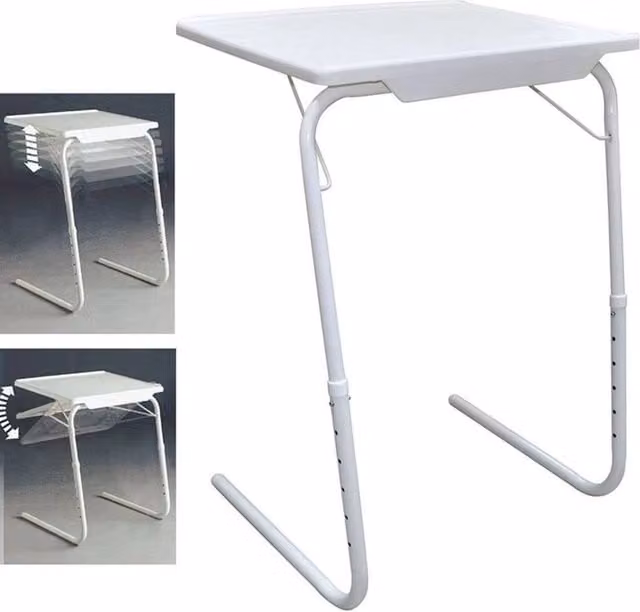 EONLION Adjustable Foldable Laptop Desk in White, Width: 100 cm