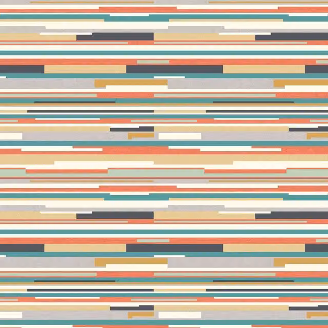 Hoopla Walls Modern Abstract Striped Wallpaper in Orange, Blue and Multicolour