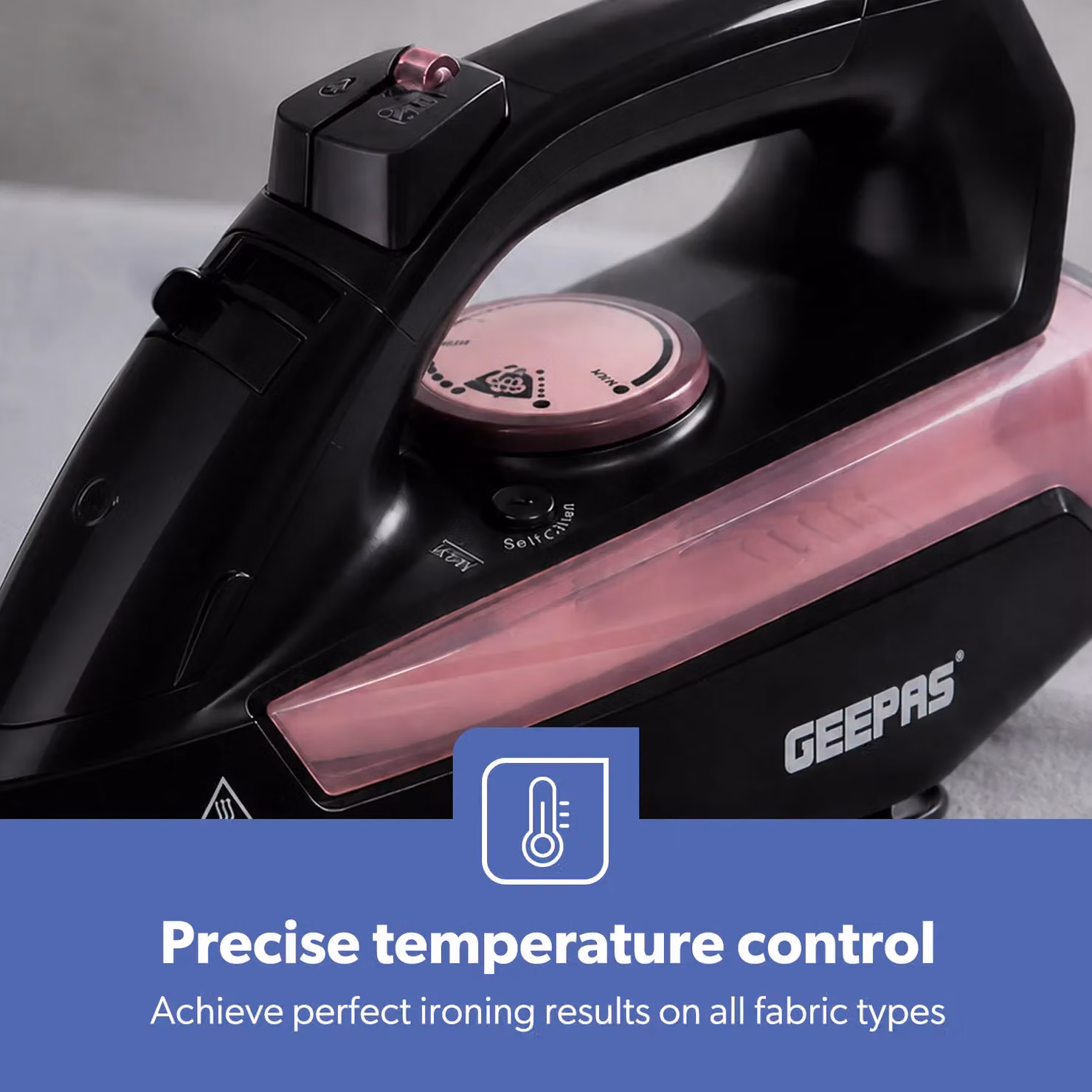 Geepas 2200W Steam Iron with Ceramic Non-Stick Coating Plate in Black – 4