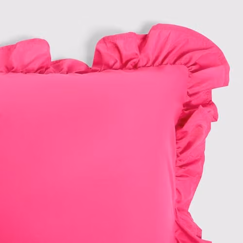 OHS Set of 4 Hot Pink Frill Edge Throw Pillows with Removable Covers, W/D/H: 45 x 45 x 45 cm – 3