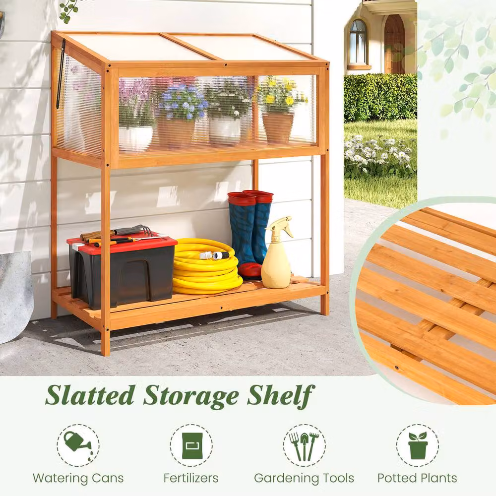 Gymax Orange Space-saving Indoor Outdoor Greenhouse Cold Frame Planter Protection W/D/H: 152 x 90 x 50 cm – 5