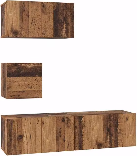 Berkfield Home 4-Piece Modern TV Unit Set in Brown Engineered Wood, W/D/H: 60 x 30 x 30 cm