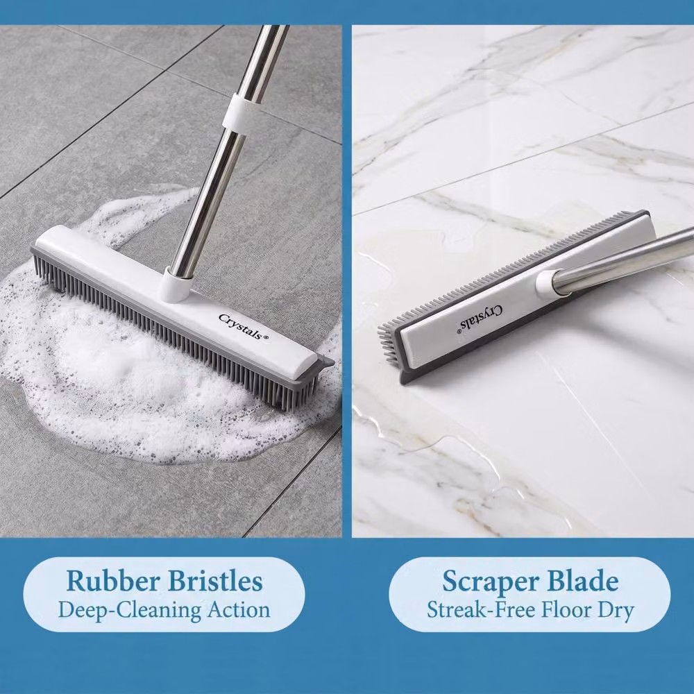 Crystals 2 in 1 White Rubber Broom and Pet Hair Remover Carpet Cleaning Sweeper, W: 35 cm, H: 130 cm – 6