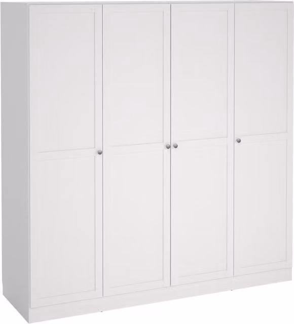 Furniture To Go Brande White Matt MDF Wardrobe with 4 Hinged Doors and Internal Shelves