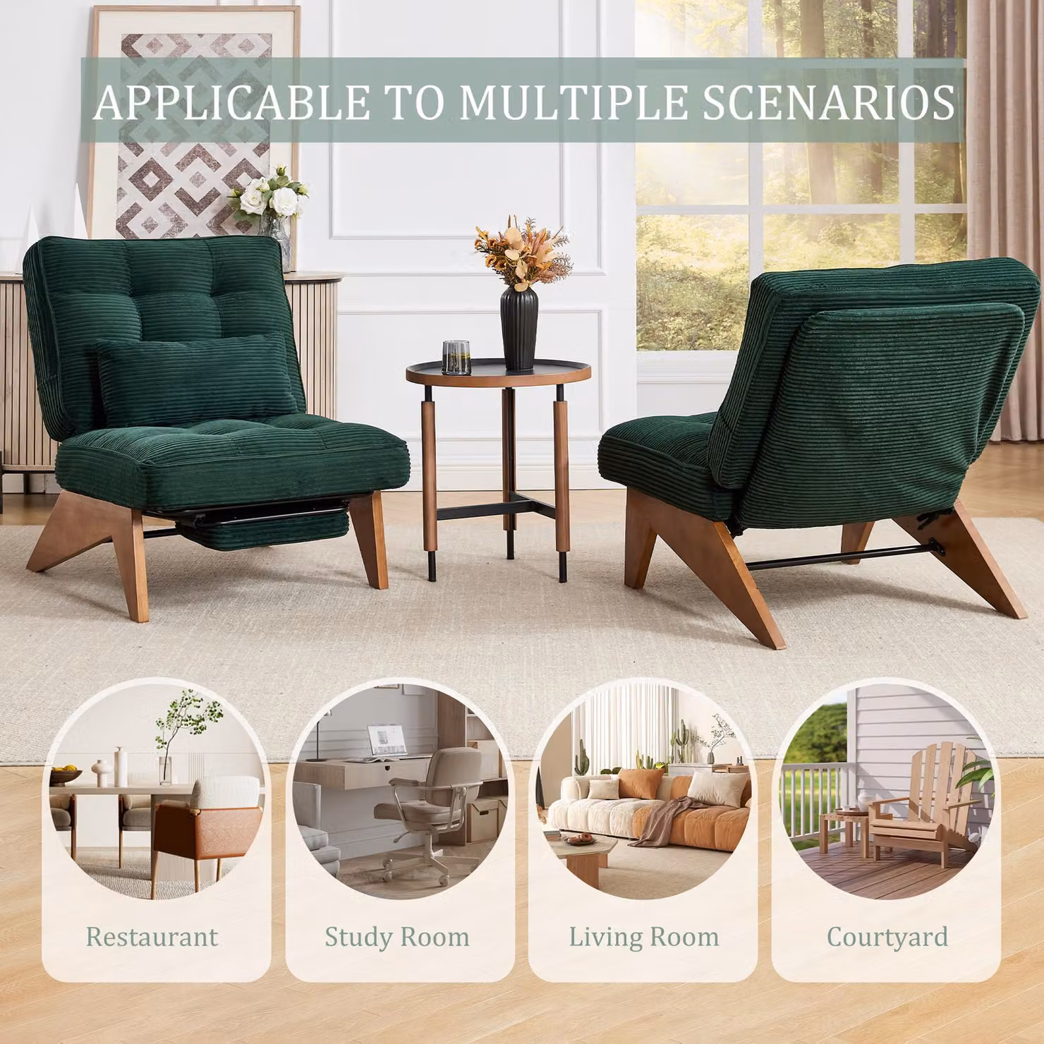 Aosom Emerald Reclining Accent Chair with Foldable Ottoman and Lumbar Pillow, W/D/H: 73 x 127 x 90 cm – 4