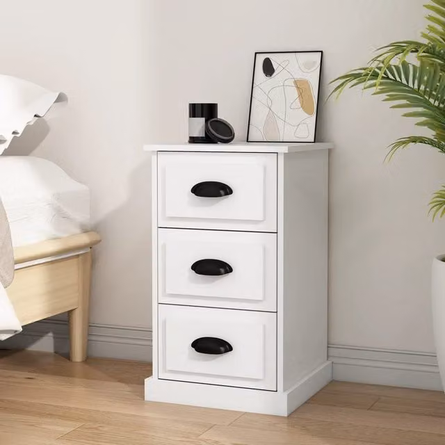 Berkfield Home White Bedside Cabinet W/D/H: 39 x 39 x 67 cm – 1