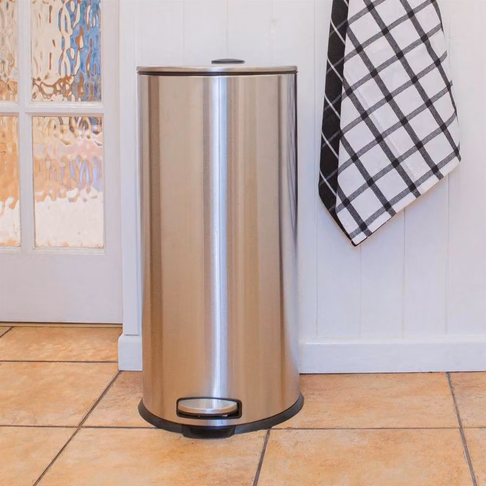 VOGREX 30L White Stainless Steel Round Pedal Bin – 2