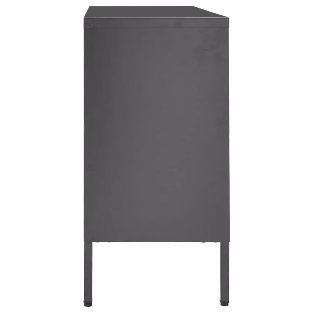 Berkfield Home Anthracite Sideboard in Black with Steel and Tempered Glass, W/D/H: 105 x 35 x 70 cm – 3