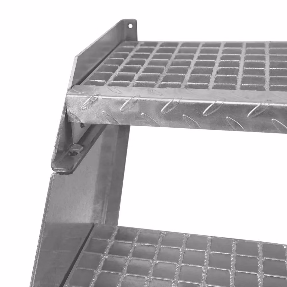 Monstershop 9 Section Adjustable Galvanised Steel Staircase in Silver, Width: 60 cm – 3