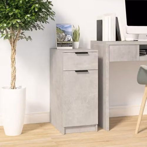 vidaXL Wall-Mounted Minimalist Desk Cabinet in Grey MDF, W/D/H: 33.5 x 50 x 75 cm – 2