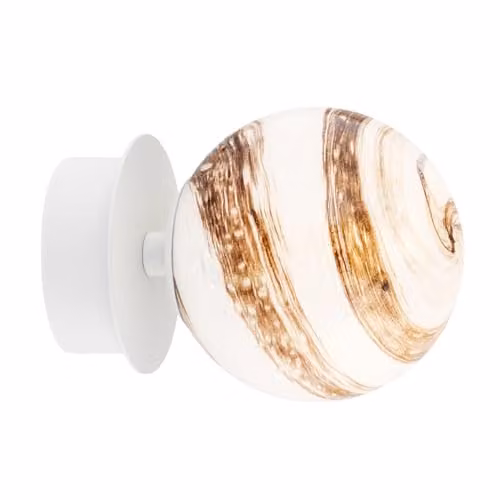 Netlighting Argon Fabio Modern Marble Glass Wall Lamp in White, Brown and Cream White IP44
