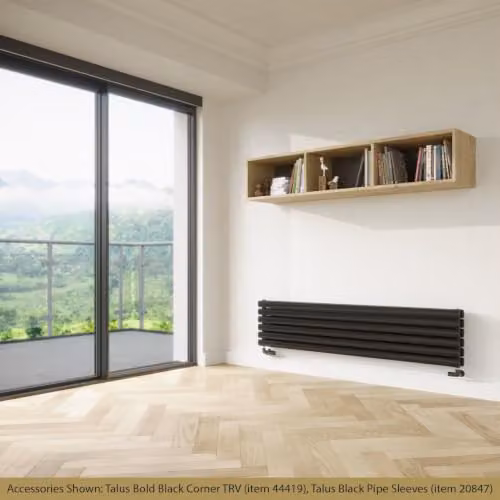 UK Radiators Omeara Axis Black Elliptical Tube Horizontal Designer Radiator, W: 160 cm, H: 34.8 cm – 3