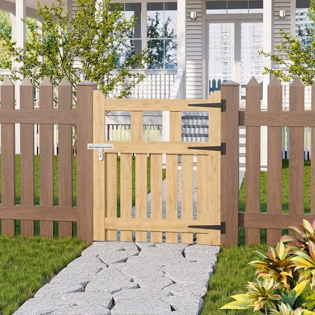 Lifeideas Wooden Garden Gate in Brown and Yellow with Door Bolt, W: 76 cm